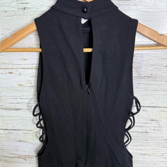 Solemio Black bodycon dress size small cut out collar - Picture 4 of 9